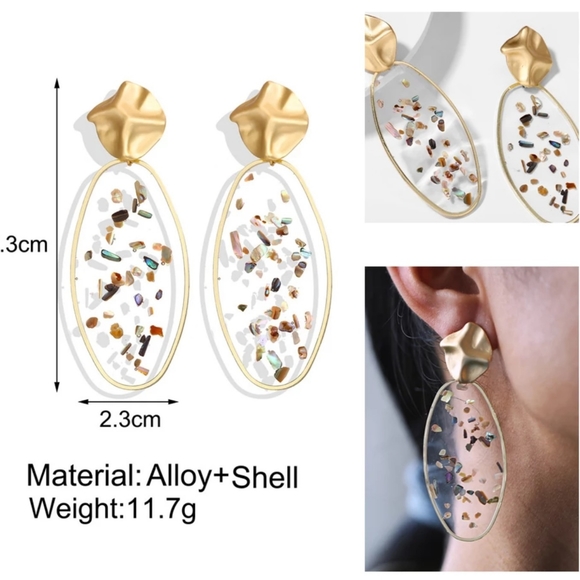 Oversized Resin Dangle Earrings - Picture 6 of 7